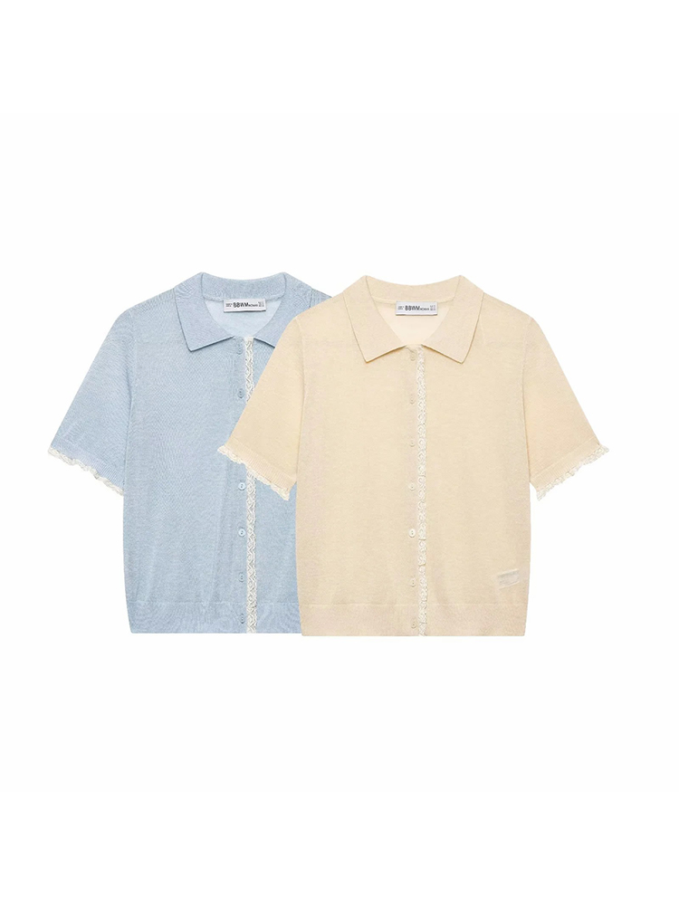 Summer Clothing Yarn - Damen Spitzen-Cardigan 2026 Sommer Damen Polokragen