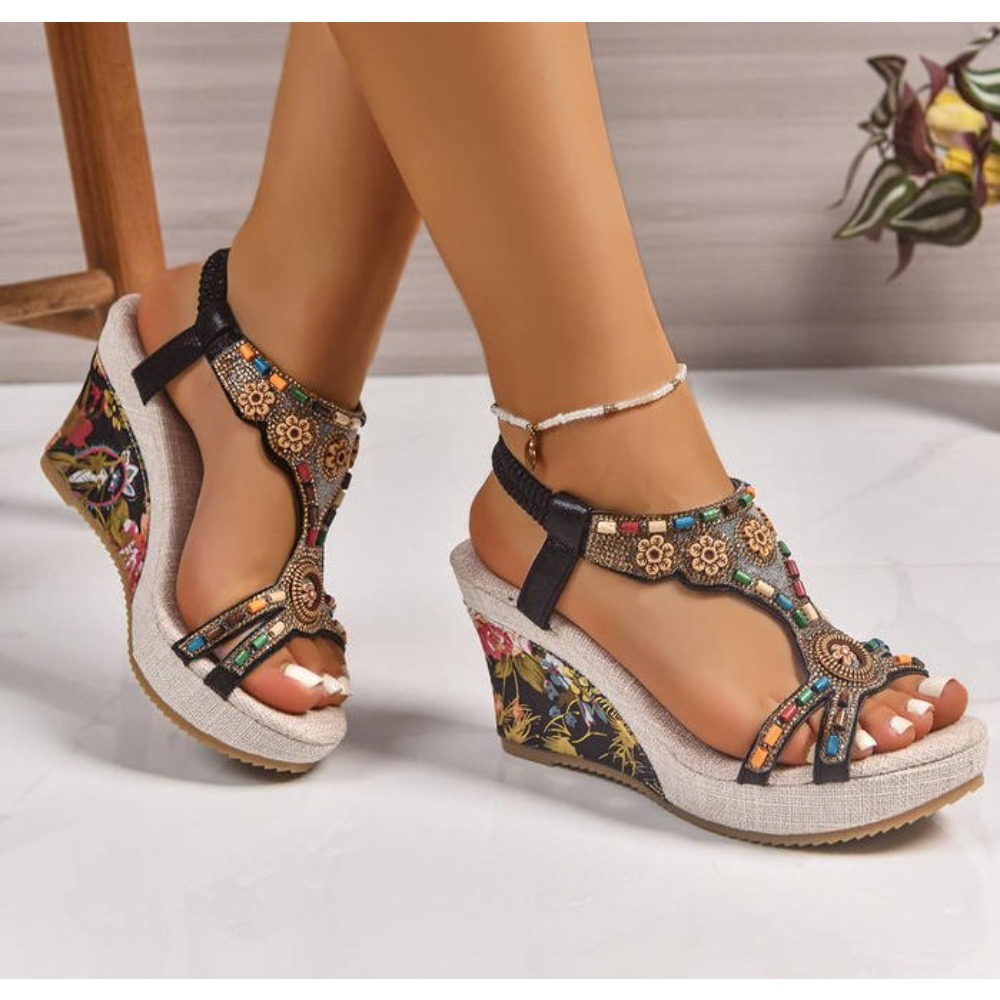 Summer Holiday Clothing Women - Damen Leder Sommer Mode Keilabsatz Große