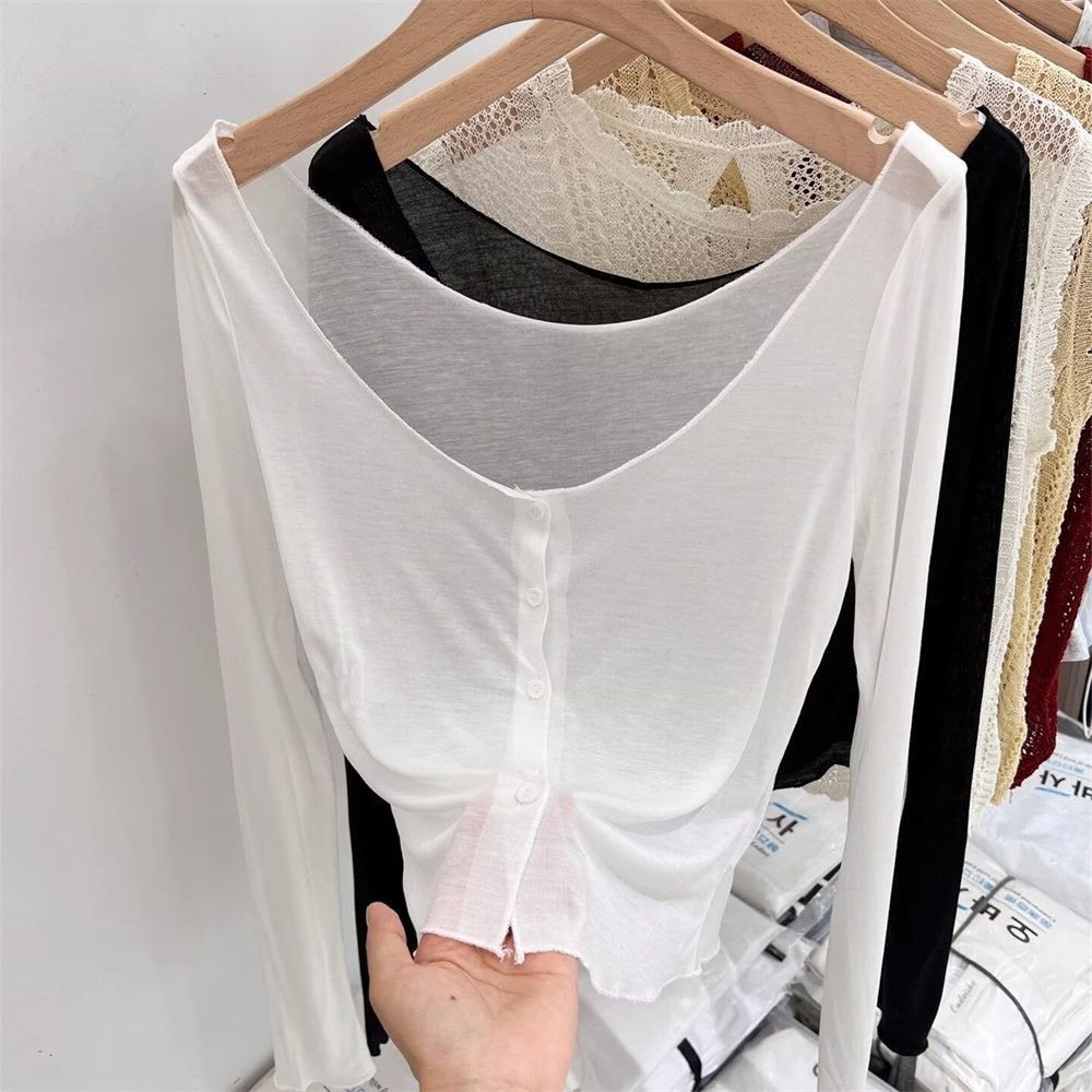Summer Clothing Yarn - Weiße Kleidung 2026 Sommer-Cardigan aus Eisseide,