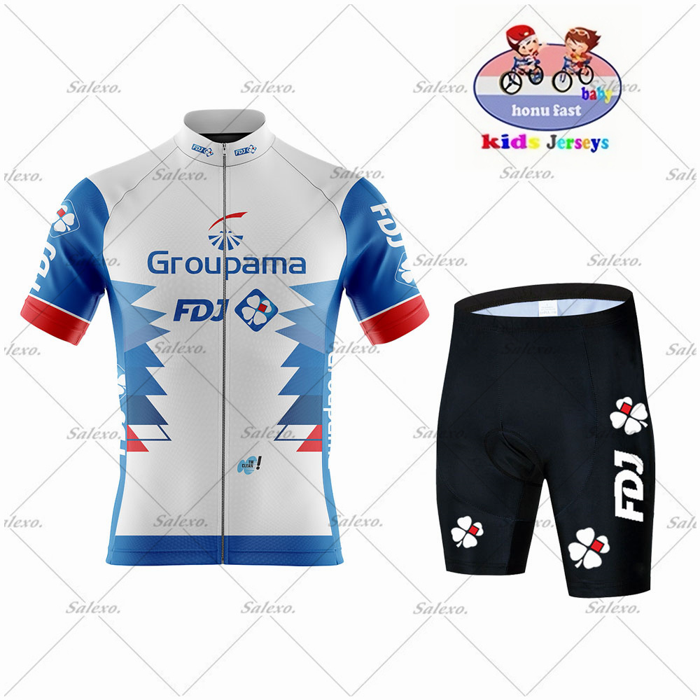 Summer Clothing Kids Sale - Kinder FDJ Radfahren Jersey Set JUNGE