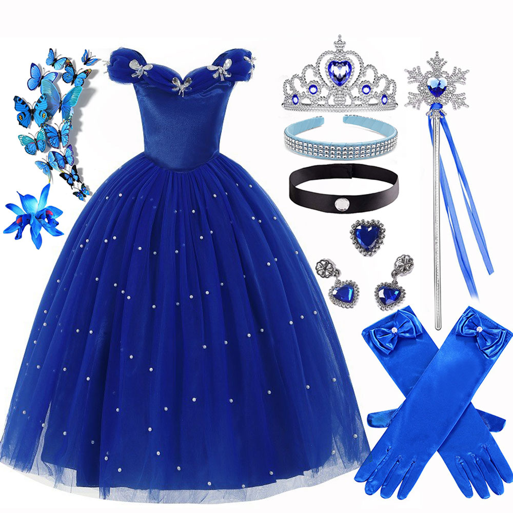 Summer Clothing For Babies - Sommerliche Weihnachts-Luxus-Cinderella-Kleidung für Mädchen, schulterfreie, bodenlange