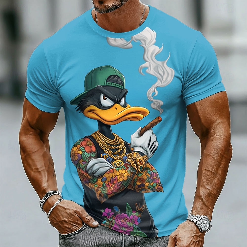Summer Duck Clothing - Lustiges 3D-T-Shirt mit mürrischer schwarzer Ente