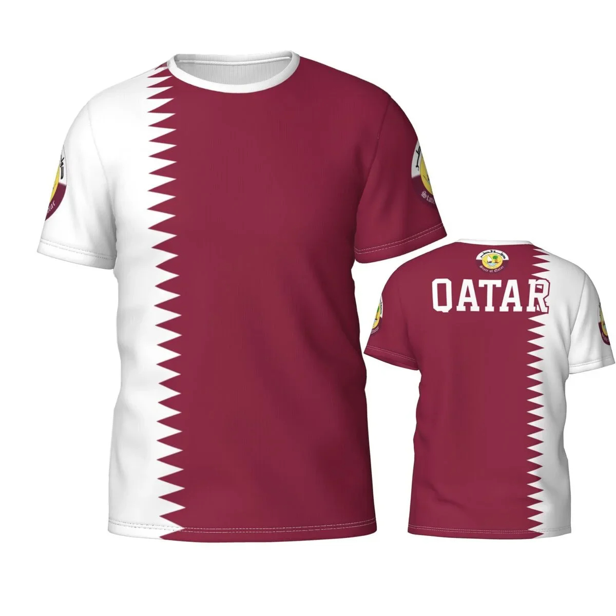 Summer Clothing Wholesale - Katar Flagge Emblem Grafik T-Shirt für