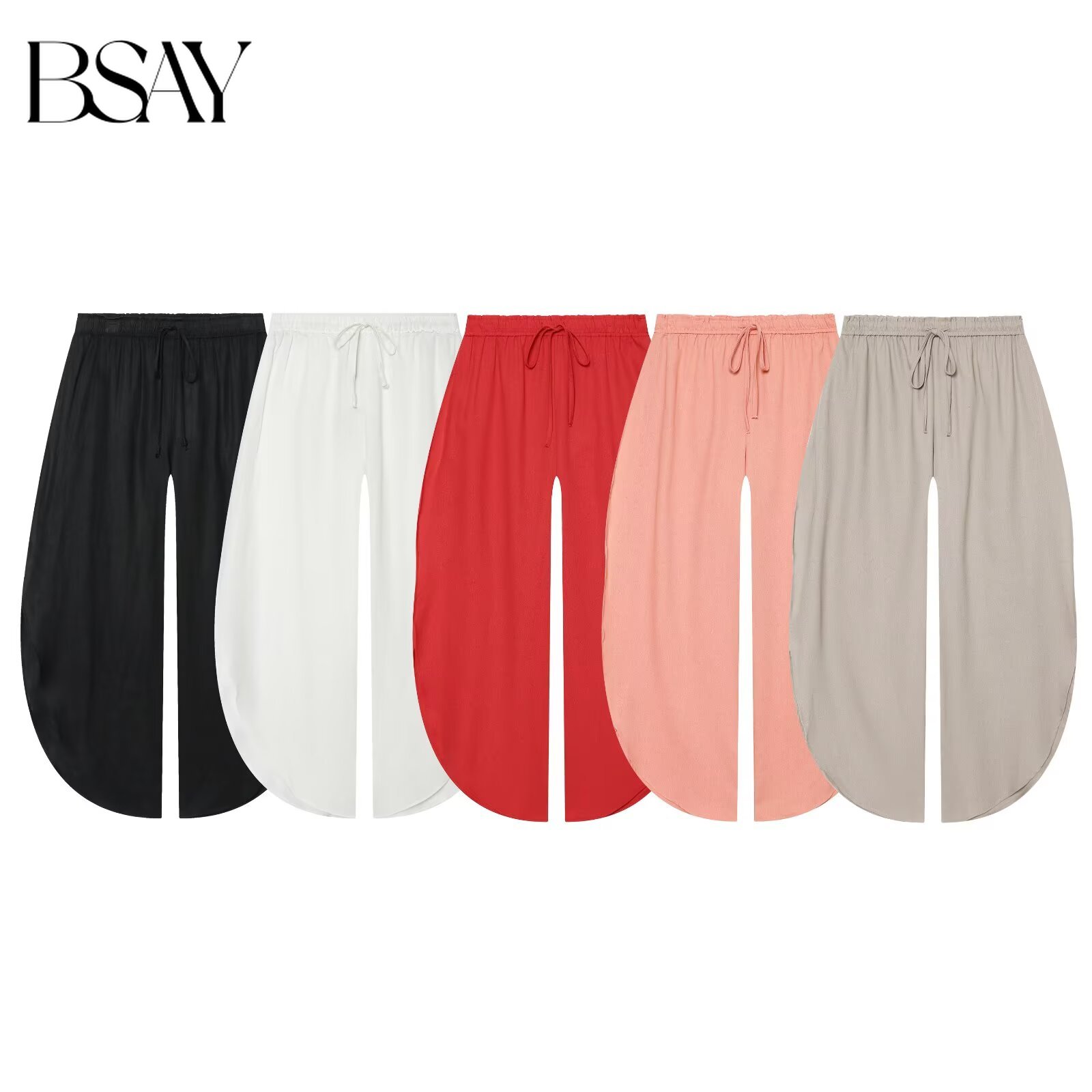 Palazzo Pant Wide - BSAY 2026 Damen High-Waist-Hose mit Kordelzug,