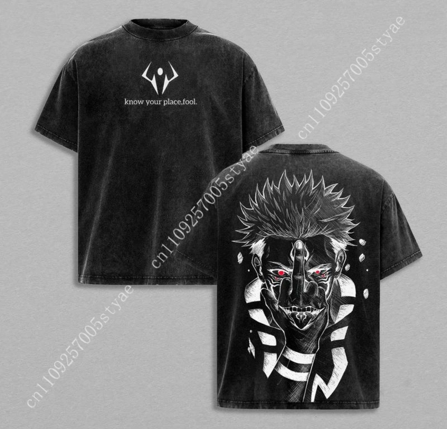 Summer Clothing Vintage - Anime Ryomen Sukuna Grafik-T-Shirt Vintage-Waschung Übergroßes