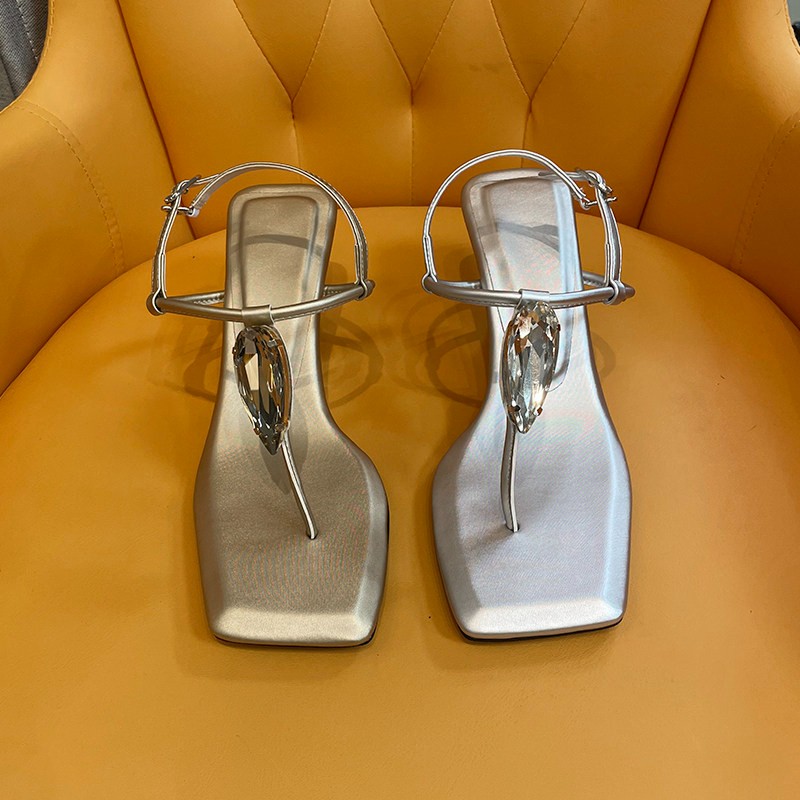 Summer Holiday Clothing Women - Jewel One-Riemen-Sandalen Sommer Neu Quadratische Zehenkappe