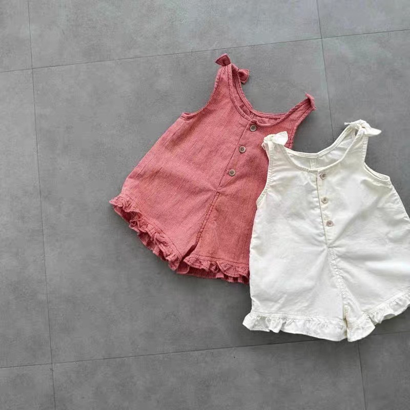 Summer Clothing For Babies - HY2831 Mädchen Sommer-Strampler mit Latzhose und