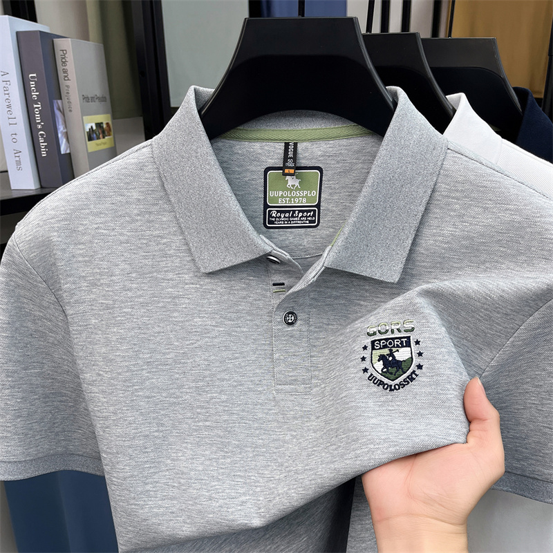 Summer Light Clothing - Herren Poloshirt Kurzarm Bestickt Piqué-Strick Weiß