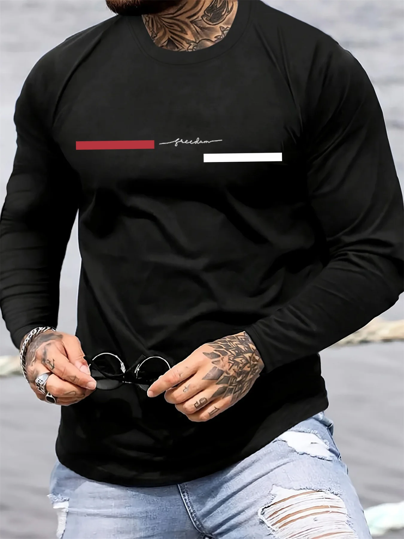 Rot-schwarzes Line Herren-T-Sh – Summer Clothing Trend Bewertung und Preis