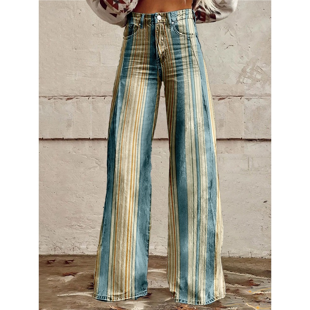 Retro-Streifen-Schlaghose für  – Palazzo Pant Wide Bewertung und Preis